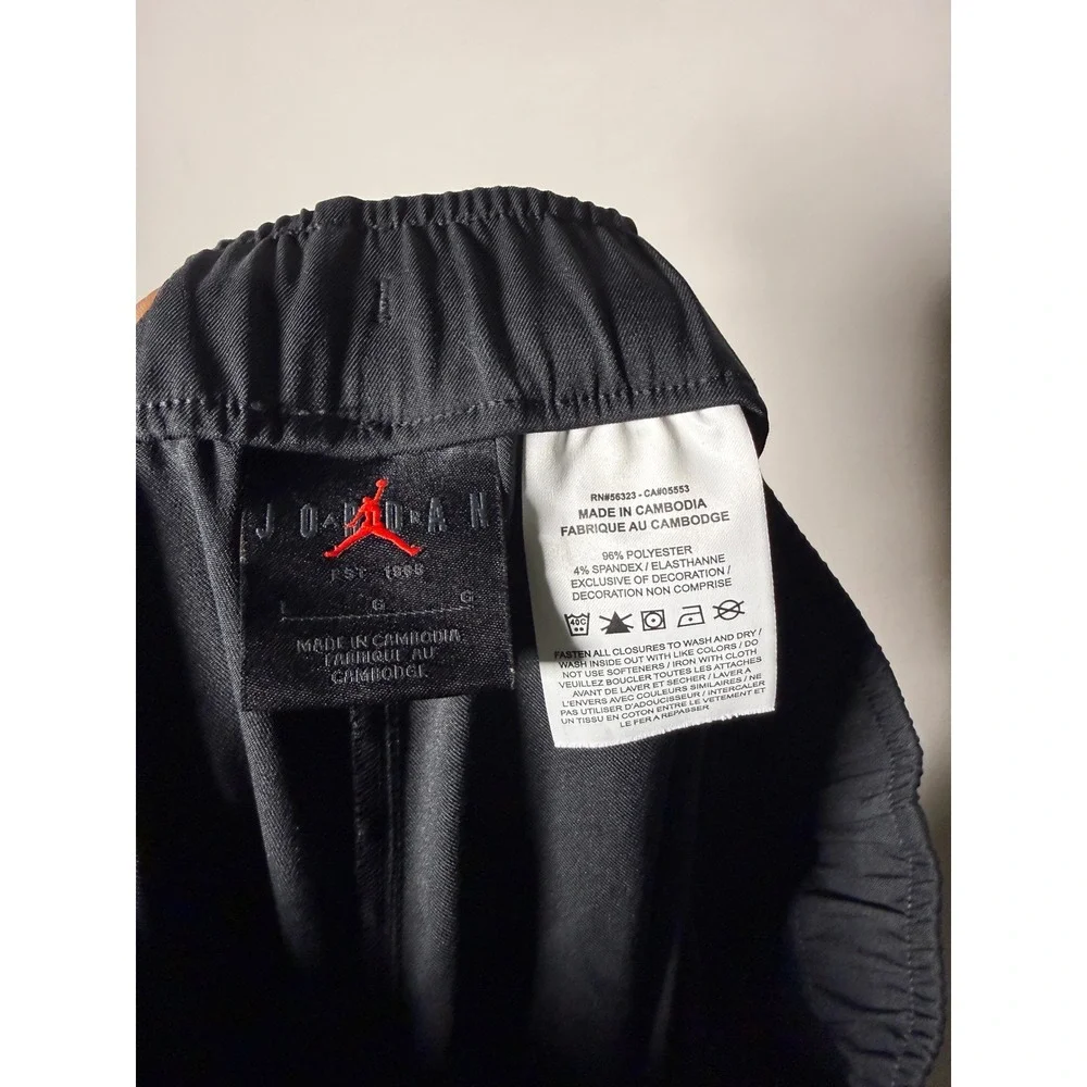 Jordan Mens Black Utility Cargo Pants Jumpman Logo Elastic Waist Zippers Large